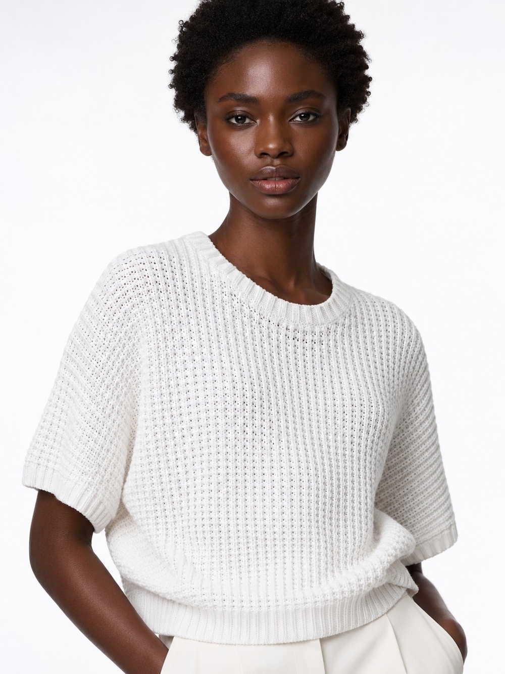 Lauren Ralph Lauren L-RL White Open Knit Sweater XL Coastal Chic quiet luxury